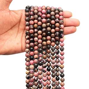 Cadena de Rodonita Negra de Alta Calidad, Cuentas de Piedras Preciosas de 3mm, Perforadas, Forma Redonda, 15cm, 0.8mm - Product Image 4