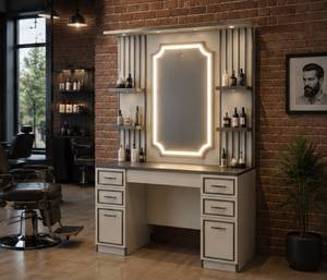 Station de coiffure Hite en MDF avec évier, miroir, armoire de rangement, portable, durable, professionnelle, mobilier de salon de coiffure - Product Image 4