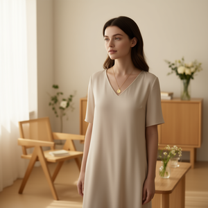 Colgante Zodiac Balance de Acero, 1.5 cm, Chapado en Oro, Collar de Acero Inoxidable, Joyería de Moda para Mujer - Product Image 3