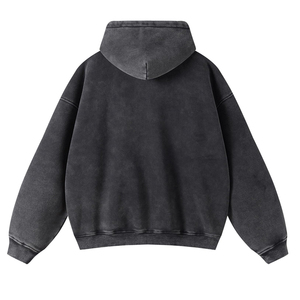 เสื้อฮู้ดดี้ผู้ชายแบบมืออาชีพ ล้างสีแบบแอซิดวอช ผ้าฟลีซคอตตอน 100% สำหรับฤดูหนาว สีพื้น  รับสกรีนโลโก้ เป็นมิตรต่อสิ่งแวดล้อม - Product Image 2