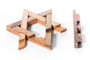 Puzzle en bois artisanal en forme d'étoile de David pour l'entraînement du cerveau, la concentration et le défi mental, en provenance d'Inde - Product Image 6