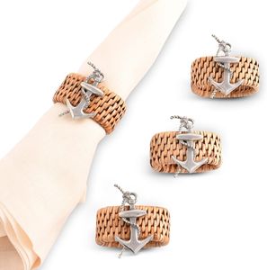 Anneau de serviette en rotin texturé écologique, ajoutant une touche d'intérêt visuel à la décoration de la table à manger, avec un design artisanal en fibre naturelle - Product Image 6