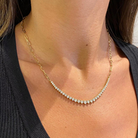 Collier ras de cou de luxe en or jaune 14 carats massif pour femmes, diamant de laboratoire de 3,21 carats, taille E VS1, serti à griffes, cadeau pour elle