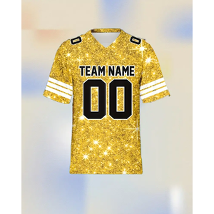 Camisetas de fútbol y fútbol americano para adultos al por mayor, ropa de fútbol de corte automático de color amarillo - Product Image 6