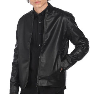 Blouson de moto en cuir enduit de toile coupe-vent pour homme, haute qualité, nouveau style décontracté streetwear, logo frontal, vente en gros - Product Image 1