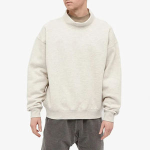 Hombres Ropa de cuello alto en blanco sudadera de gran tamaño de peso pesado de lana pulóver Sudadera de cuello redondo - Product Image 1