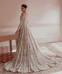 Vestido elegante de moda bordado hasta el suelo 2023 Material de seda cristal Beadssstone Dabka trabajo adornado diseño de moda - Product Image 1