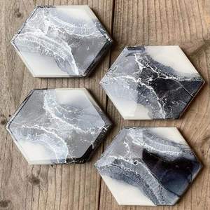 Artistic resin coasters with abstract color swirl handmade epoxy drink <b>mats</b> for home coffee <b>bar</b> and living decor - Product Image 3