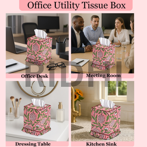 Cubierta para Caja de Pañuelos Ridhi, Color Rosa Fresa, Clásica, Ecológica, Duradera, con Estampado Decorativo, para Hogar y Oficina - Product Image 6