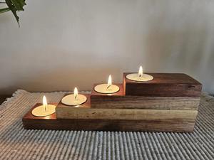 Portavelas de Madera Natural de Primera Calidad para Velas de Aromaterapia o para Sala de Estar, Dormitorio, Meditación, Spa y Regalos - Product Image 2