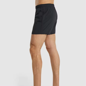 Pantalones cortos de gimnasio con diseño de logotipo personalizado de calidad superior transpirable de poliéster y algodón de color sólido negro - Product Image 3