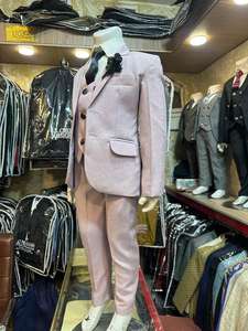 ชุดสูทเด็กชาย3ชิ้นสีชมพูอ่อนเสื้อโค้ทกางเกง - Product Image 2
