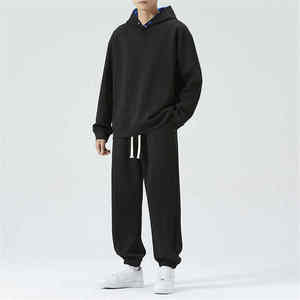 ชุดวอร์มแบบสวมศีรษะของผู้ชายชุดวอร์มกางเกงทรงหลวมมีฮู้ดทรงบ็อกซี่มีฮู้ด3D ถักไซส์พิเศษ - Product Image 5