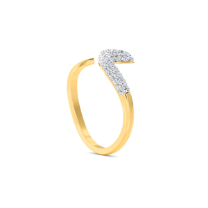 Bande incurvée ouverte élégante avec des diamants cultivés en laboratoire, parfaite pour les fiançailles de mariées minimalistes et les occasions spéciales - Product Image 3