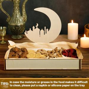 Plateau en bois avec design de style mosquée parfait pour le ramadan iftar servant des dattes et un décor de table islamique festif - Product Image 2