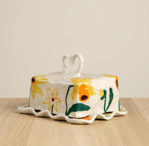 จานเนยเซรามิกสไตล์ไมโอลิก้าอิตาเลียนที่วาดด้วยมือมีด้ามจับด้านบนเป็นของตกแต่งจำหน่ายในราคาขายส่ง - Product Image 5