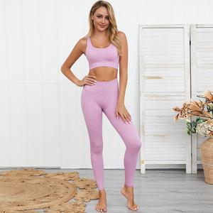Venta caliente Mujeres Push up Fitness Yoga Traje Transpirable Activewear Gym Wear Ropa deportiva Ropa de entrenamiento Conjunto de Yoga de cintura alta - Product Image 4