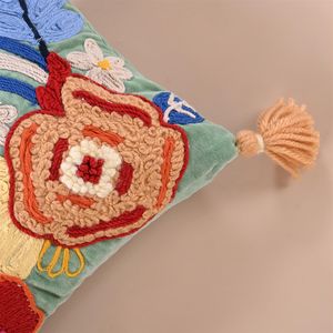 Floral Embroidered Handmade New <b>Design</b> <b>Cushion</b> <b>Cover</b> Made in India Products At Best Wholesale Price 50x50 Cm For Living Room - Product Image 2