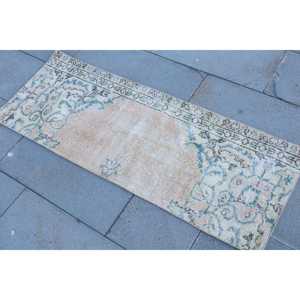 Tapis turc 1,6 x 4,4 pieds, petit tapis vintage, tapis oriental marron bleu - Product Image 2