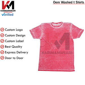 Acid Wash Burnout Camisetas para adultos Premium Algodón/Poliéster Mezcla Elegante Ropa de moda Camisetas para hombres - Product Image 2