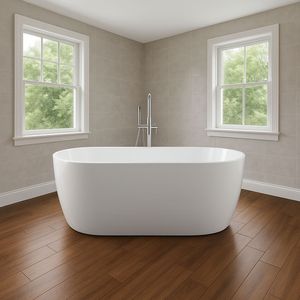 Baignoire ovale sur pied en acrylique blanc brillant 138x57x75cm 138x57x75cm - Product Image 2