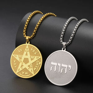 Collar Vikingo de Plata de Ley 925 con Baño de Rodio, Tetragramatón, Colgante de Pentagrama Mágico Bendecido Wahyeh, Amuleto de Salomón, Estilo Punk - Product Image 4