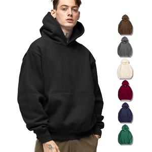 100% algodón para hombre 500 Gsm sudaderas con capucha de peso pesado en blanco grueso Logotipo de impresión personalizado Drop Shoulder Flock Hoodies para hombres - Product Image 1