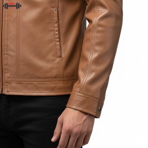 Chaqueta Bomber de Cuero Transpirable de Alta Calidad, Ecológica, Impermeable, con Acabado de Primera Calidad, Talla Grande, Estilo Urbano, con Rayas de Pana - Product Image 3