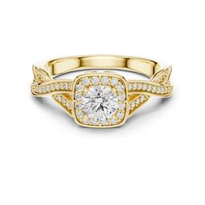 Bague de fiançailles halo avec diamant de laboratoire rond taille brillant de 0,78 carat, clarté VVS-VS EF, or 18 carats, 14 carats, 10 carats et argent 925, rose - Product Image 3
