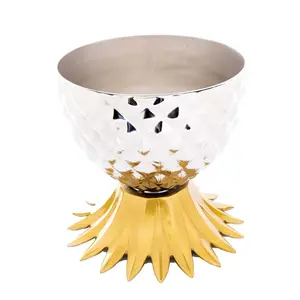 Pineapple Design Wine Cooler Barware Champagne Chiller Silver and Gold Finished Ice Bucket Metal Luxury Wine Chiller Bucket