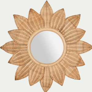 Nouveau design en osier rotin bohème fleur suspendus miroir verre décoration de la maison fait à la main du Vietnam - Product Image 2