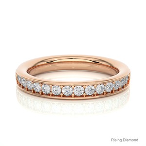 0.42 CTW ชุดปูเพชรทรงกลมสำหรับปูเป็นเม็ดกลมสีโรสโกลด์แหวนแต่งงานครบรอบของขวัญ - Product Image 1