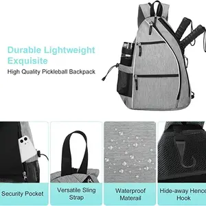 1PC Sports Pickleball Bag - Unisex Backpack - Official Adjustable Sling Bag Of U.S Open Pickleball Championships - Gray/G