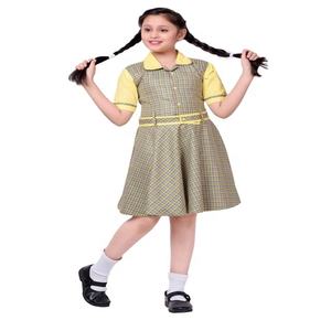 Alta calidad amarillo delantal vestido Premium al por mayor conjuntos de uniformes escolares para niñas estudiante Tops - Product Image 1