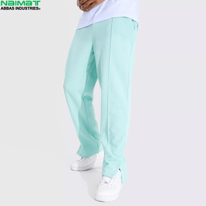 Casual Regular Fit Pastel Shade Flare Pant Men Daily Outdoor Sports Wear <b>Elastic</b> Waist Flat <b>Lace</b> Thick Soft Fabric Wide Leg - Product Image 1