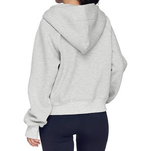 Soft Casual Wholesale Custom High-Quality Half <b>Zip</b> <b>up</b> Cotton Fleece <b>Hoodie</b> for Women Outdoor Active Wear - Product Image 2