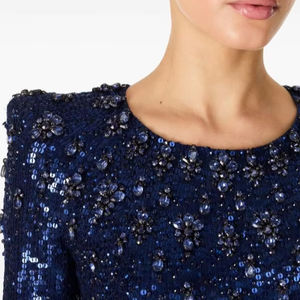 Articles de fête de luxe perlés à la main cristal sexy o-cou avec col en cristal robe de soirée de la fabrication - Product Image 1