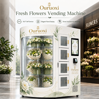 Ouruoxi Smart 24/7 Automatischer Gekühlter Edelstahl-Kühlschrank Natürliche Rosen Boutique Frische Blumensträuße Verkaufsautomat SDK