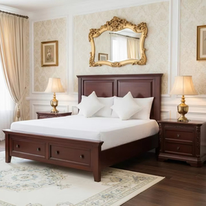 Lit de rangement queen size en bois massif fabriqué à la main au Viet Nam avec un design traditionnel style Kaldi d'exportation américaine pour chambre à coucher - Product Image 1