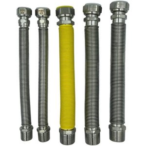 Kit de Instalación de Calderas sin Costuras, 5 Tuberías Flexibles de Acero Inoxidable de 220-420 mm, Conexiones MF, Versión con Revestimiento para Agua y Gas, EN - Product Image 4