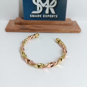 Engraved Plain Brass Copper Bangle Handmade Open Cuff <b>Kada</b> Bracelet Traditional Adjustable Lightweight Unisex Wrist Wear Metal - Product Image 1