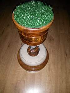 Falconry Wooden <b>Perch</b> Indoor <b>Perch</b> With Marble Block Original Astroturf Stainless Steel Ring - Product Image 3