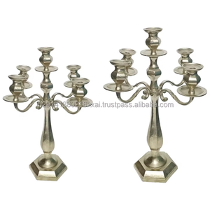Candélabre à 5 bras en aluminium gaufré, fait main, durable, pour Pâques, mariages, Noël et autres célébrations - Décoration intérieure - Product Image 2