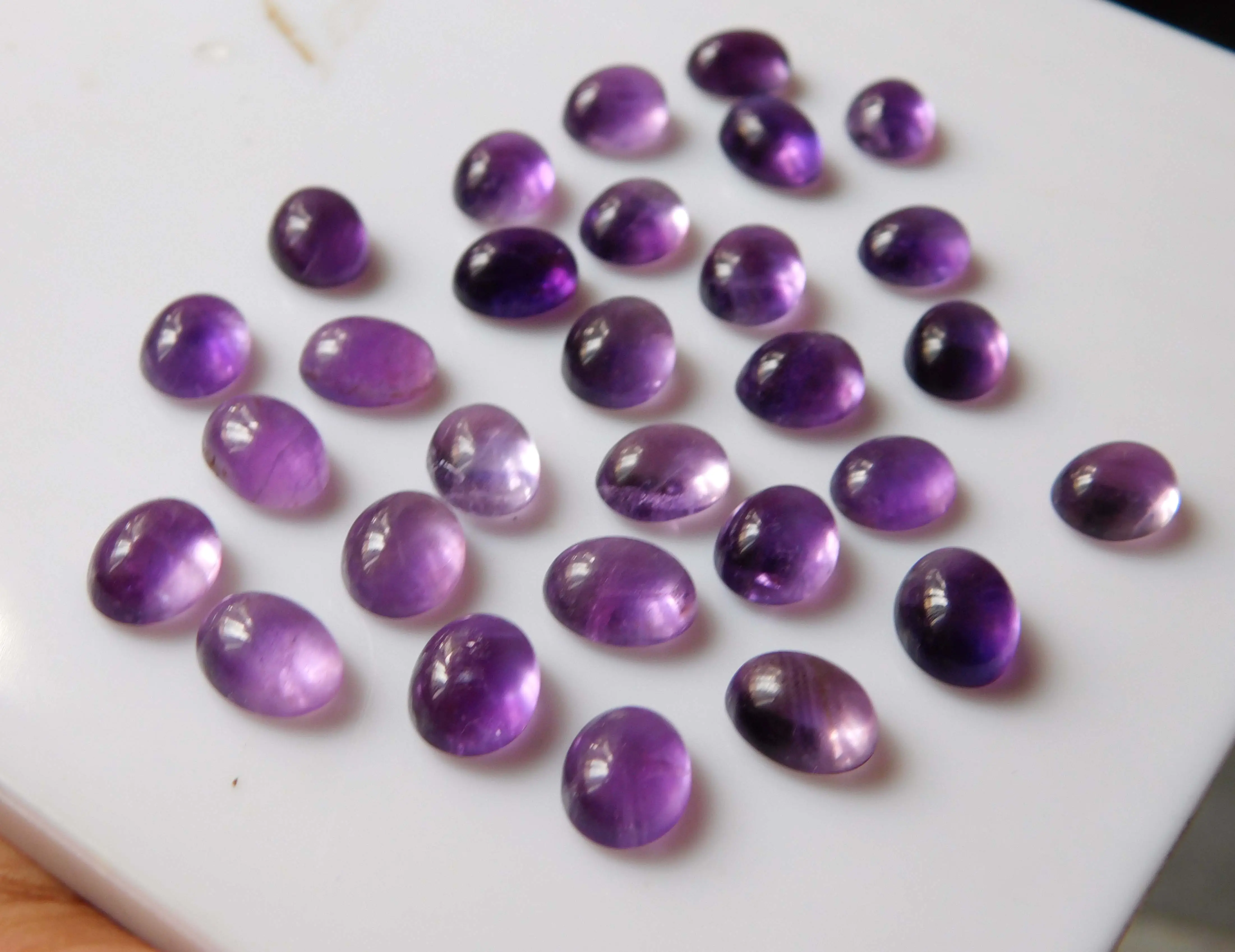 Natural Amethyst Oval Shape Cabochon Flat Back Calibrated AAA+ Quality Wholesale Loose Gemstones 6x8 MM Purple Color African Cab