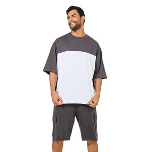 Ensembles d'été pour hommes T-shirts à manches courtes Shorts à jambes larges Costumes deux pièces Mince Respirant Homme Casual Loose Shorts and Shirts Sets - Product Image 2