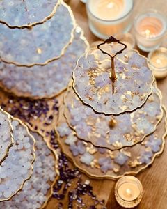 DESSERTS RELATED DISPLAY HANDMADE DIY 3 Tier Round Shape Fruit Tray Epoxy <b>Mold</b> Tea Tray Table Silicone <b>Mold</b> for Resin Arts - Product Image 6