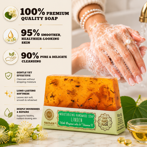Moisturizing Artisan Bar <b>Soap</b> Botanical Daily Skin Cleanser Premium Natural Linden Handmade <b>Soap</b> with Organic Oils and Vitamin E - Product Image 1