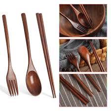 Hand Carved <b>Wooden</b> Cutlery Tableware Set Spoon Fork/<b>Chopsticks</b> with Storage Case Cutlery Set Flatware Set in Good Price - Product Image 6