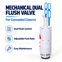 Valve de chasse d'eau mécanique double réglable pour réservoir de toilettes encastré, économie d'eau, remplacement de la valve de chasse d'eau