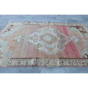 6.3x10.6 ft Vintage Turkish Rug, Large Rug, <b>Brown</b> Red Patchwork <b>Wool</b> Rug - Product Image 4